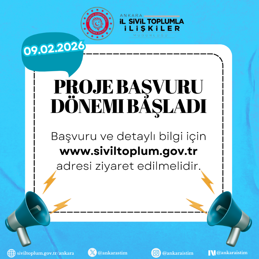 2026 Yılı Proje Dönemi Başvuruları 09.02.2026 Tarihinde Başladı!